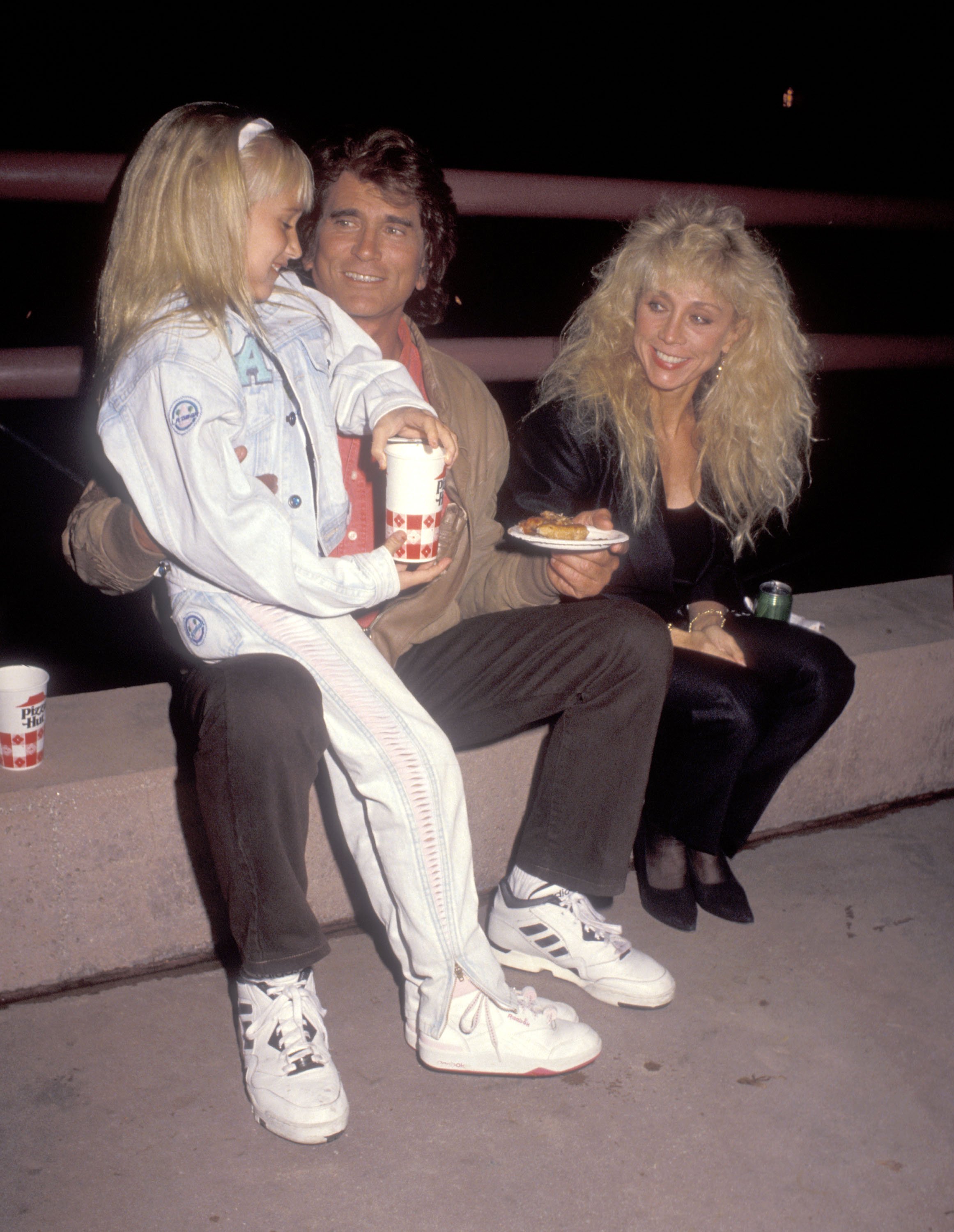 UNIVERSAL CITY,CA - NOVEMBER 21: Actor Michael Landon, wife Cindy Landon and daughter Jennifer Landon attend the "Teenage Mutant Ninja Turtles: Coming Out of Their Shells" Concert and Theatrical Performance on November 21, 1990 at Universal Amphitheatre in Univeral City, California.