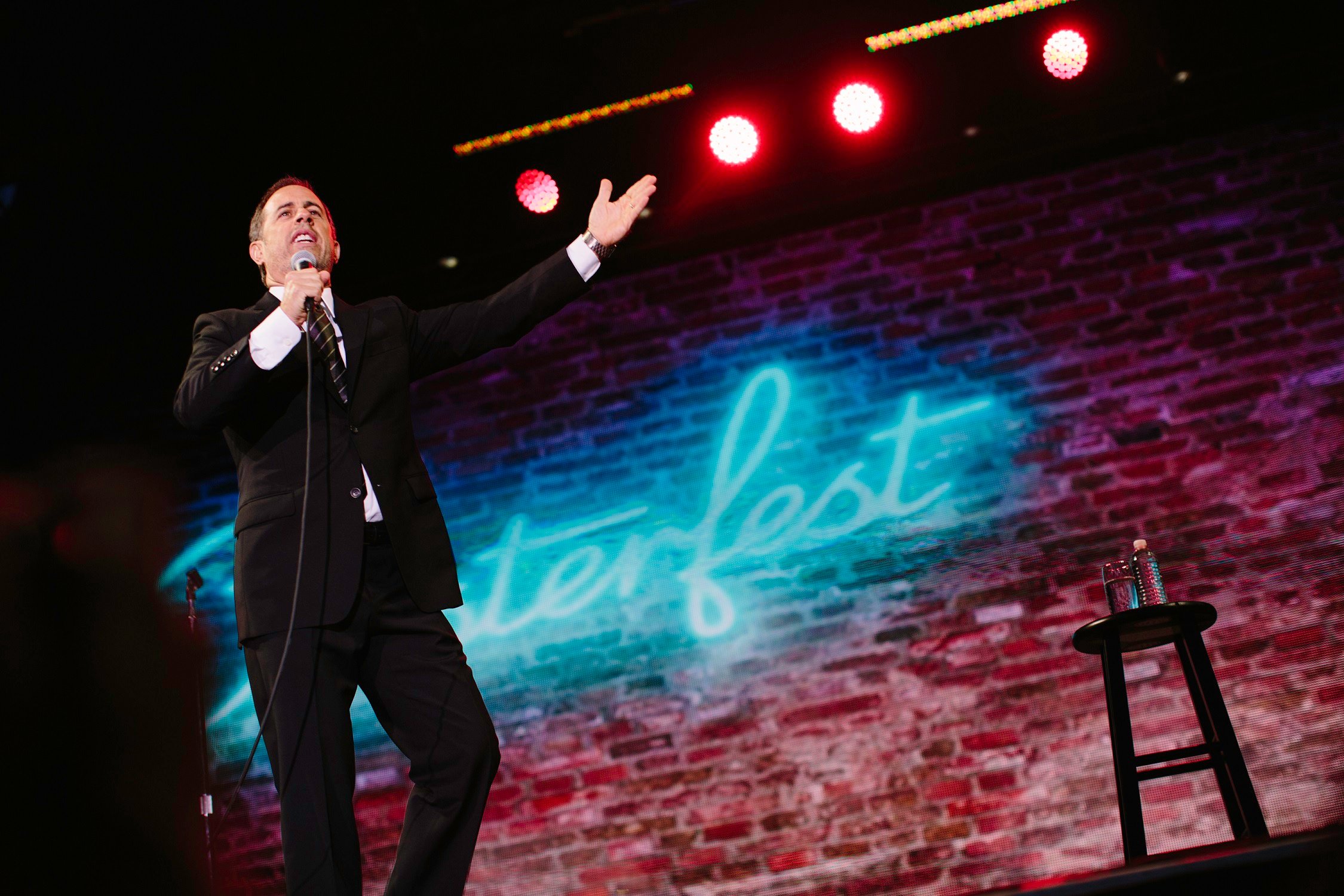 Jerry Seinfeld performs standup at the Colossal Stage at Clusterfest in San Francisco