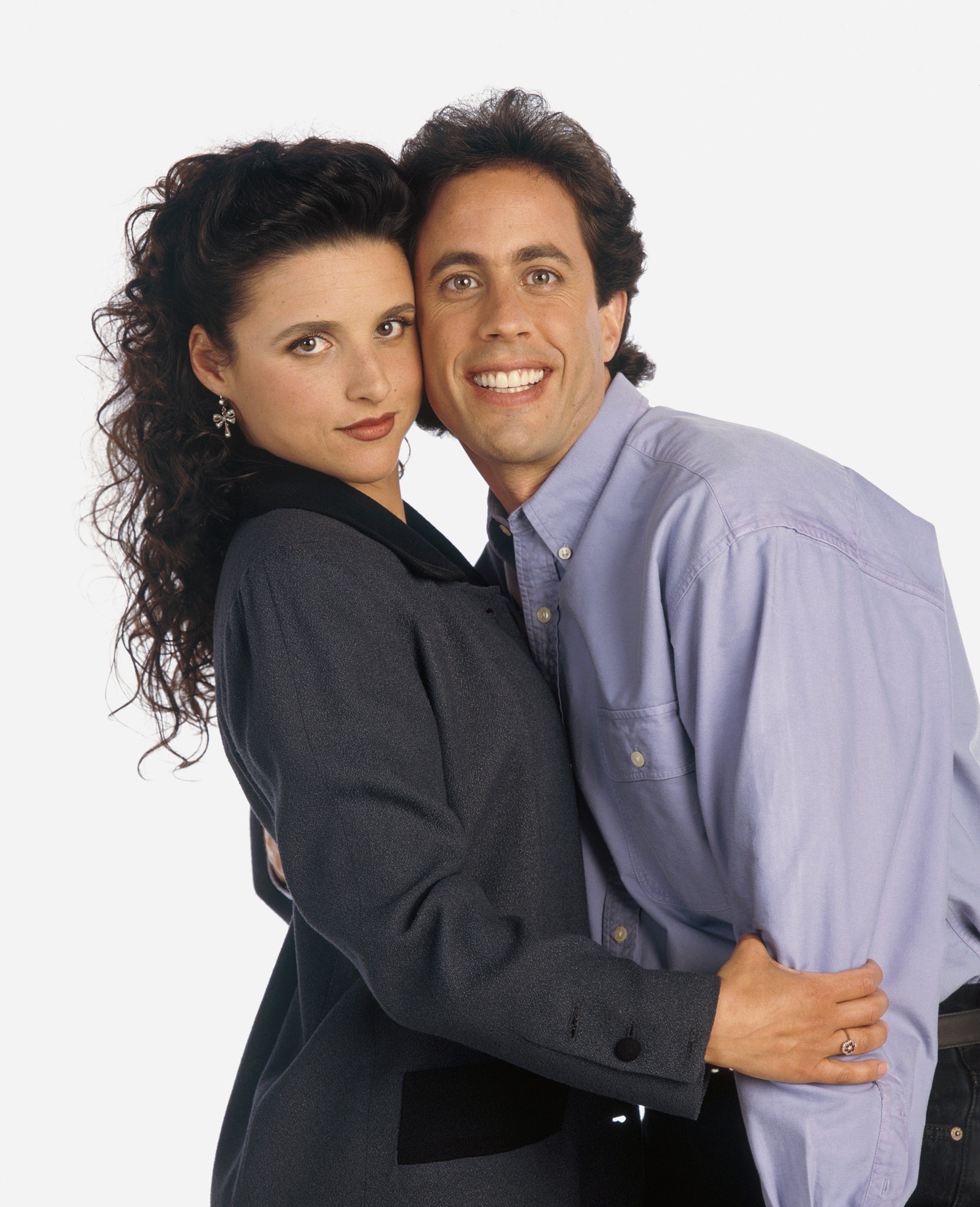 Julia Louis-Dreyfus as Elaine Benes and Jerry Seinfeld as Jerry Seinfeld 