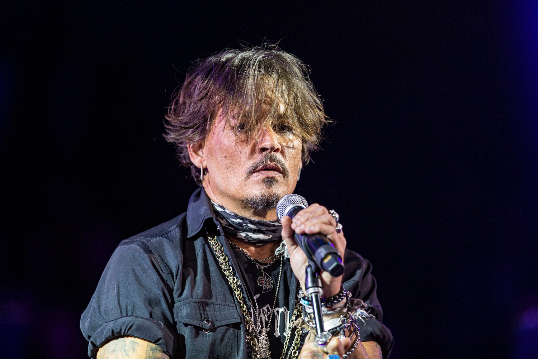Johnny Depp performs on stage at Celebrity Theatre on Dec. 14, 2019