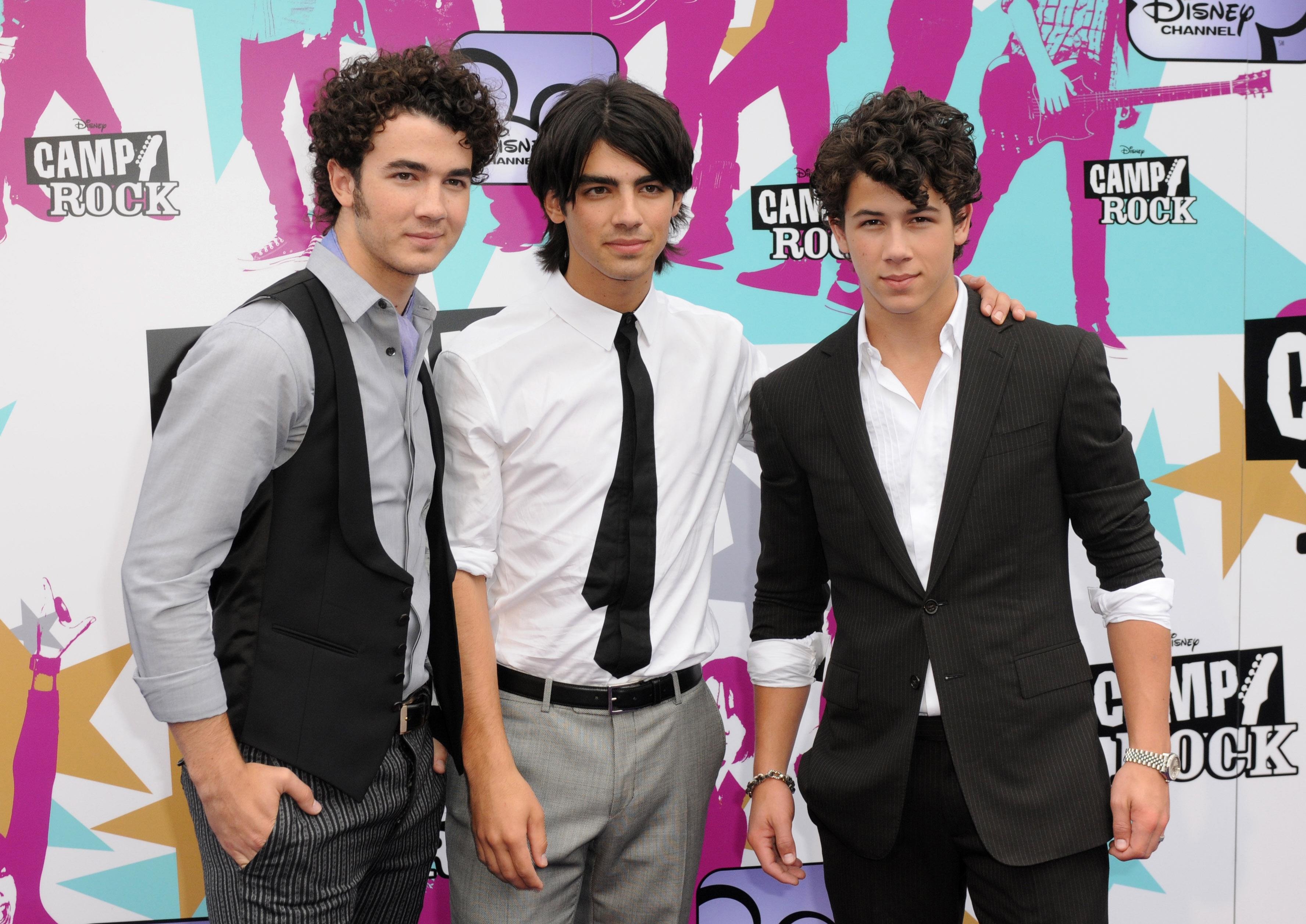 The Jonas Brothers (from left to right) Kevin, Joe and Nick arrive for the Disney Channel European premiere of 'Camp Rock'