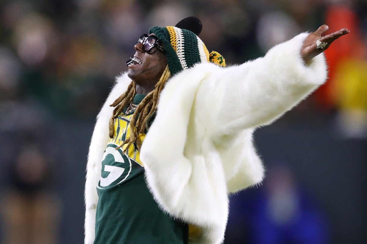 Lil Wayne performs during the NFC Divisional Playoff game on Jan. 12, 2020
