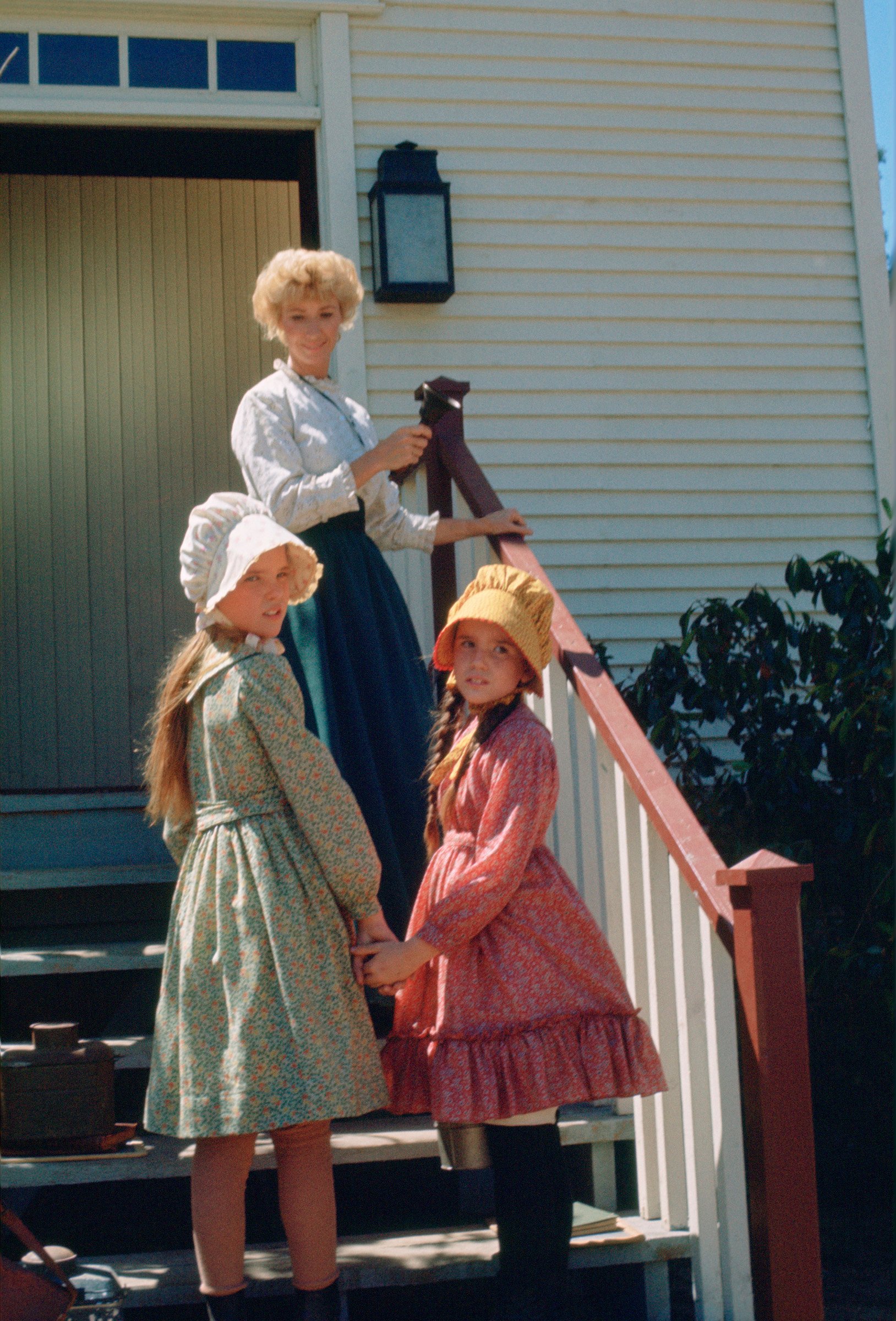 (l-r) Melissa Sue Anderson as Mary Ingalls Kendall, Charlotte Stewart as Eva Beadle, Melissa Gilbert as Laura Ingalls Wilder on 'Little House on the Prairie' 