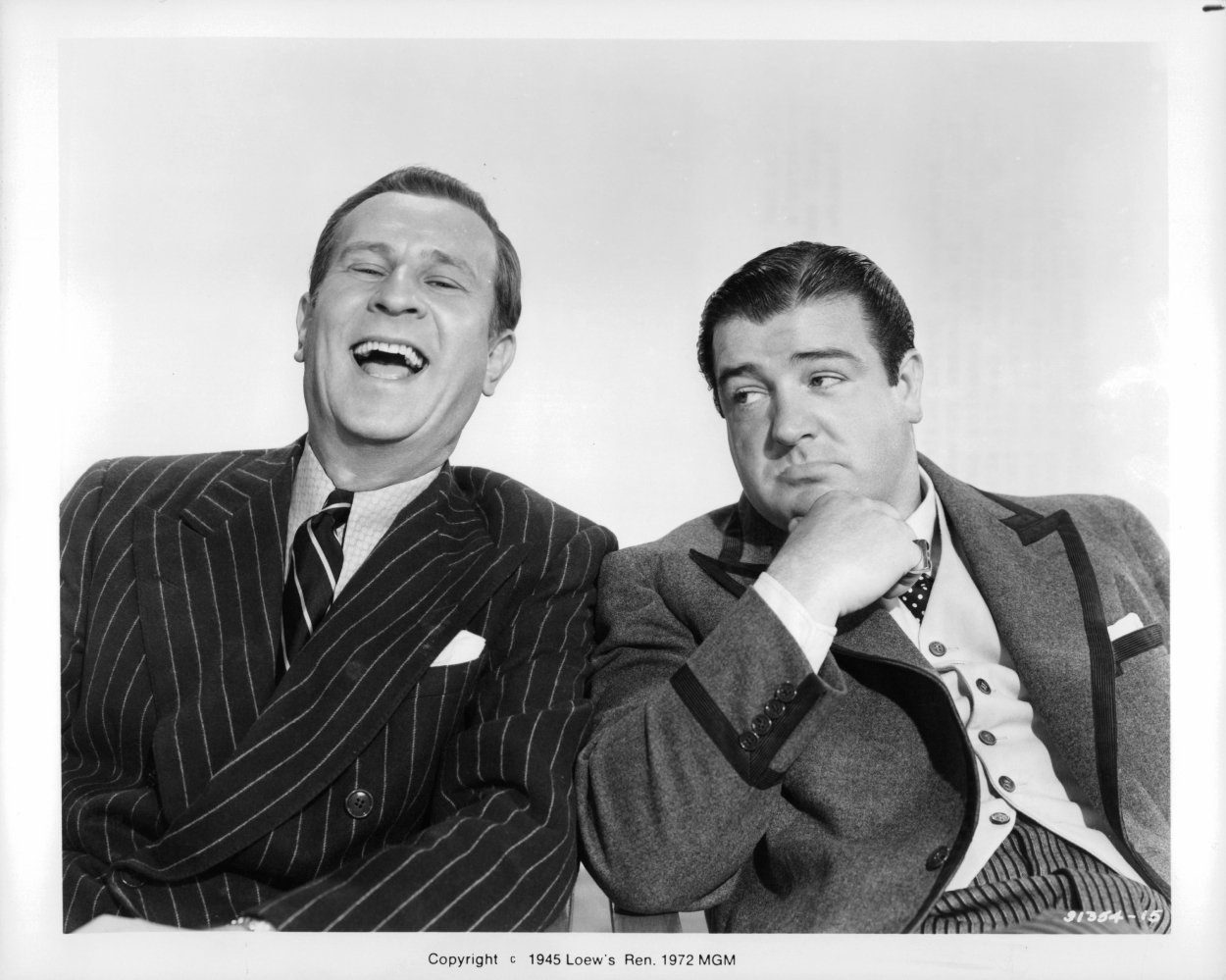 Lou Costello and Bud Abbott filming scene for a movie