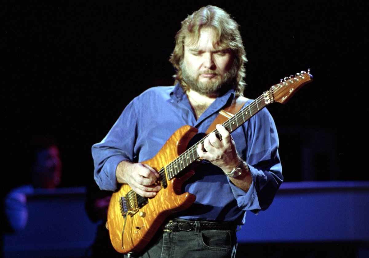 Ed King of Lynyrd Skynyrd performs at Shoreline Amphitheatre on August 31, 1991 in Mountain View California.