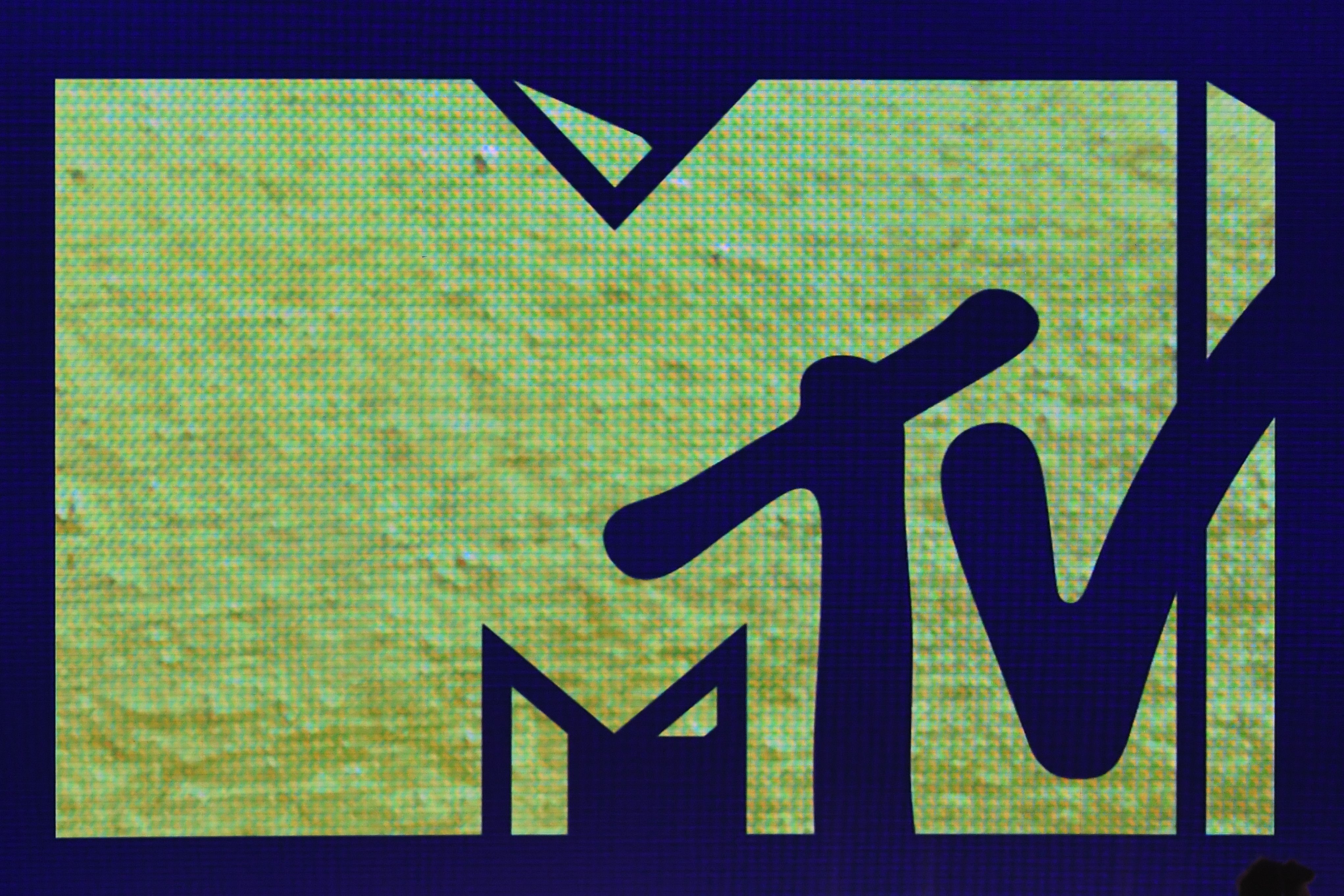 The MTV logo is shown on a screen during the 2019 MTV Movie & TV Awards