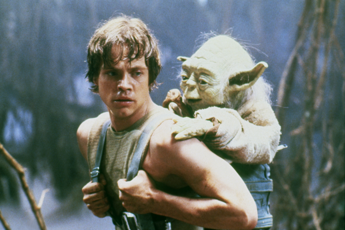 Mark Hamill and Yoda in 'The Empire Strikes Back'