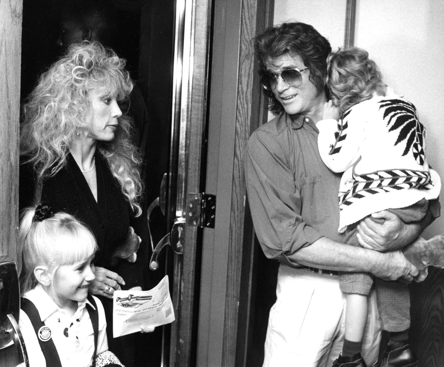 INGLEWOOD, CA - MARCH 14: Actor Michael Landon, wife Cindy Clerico, daughter Jennifer Landon and son Sean Landon attend the opening of the Moscow Circus on March 14, 1990 at the Great Western Forum in Inglewood, California.