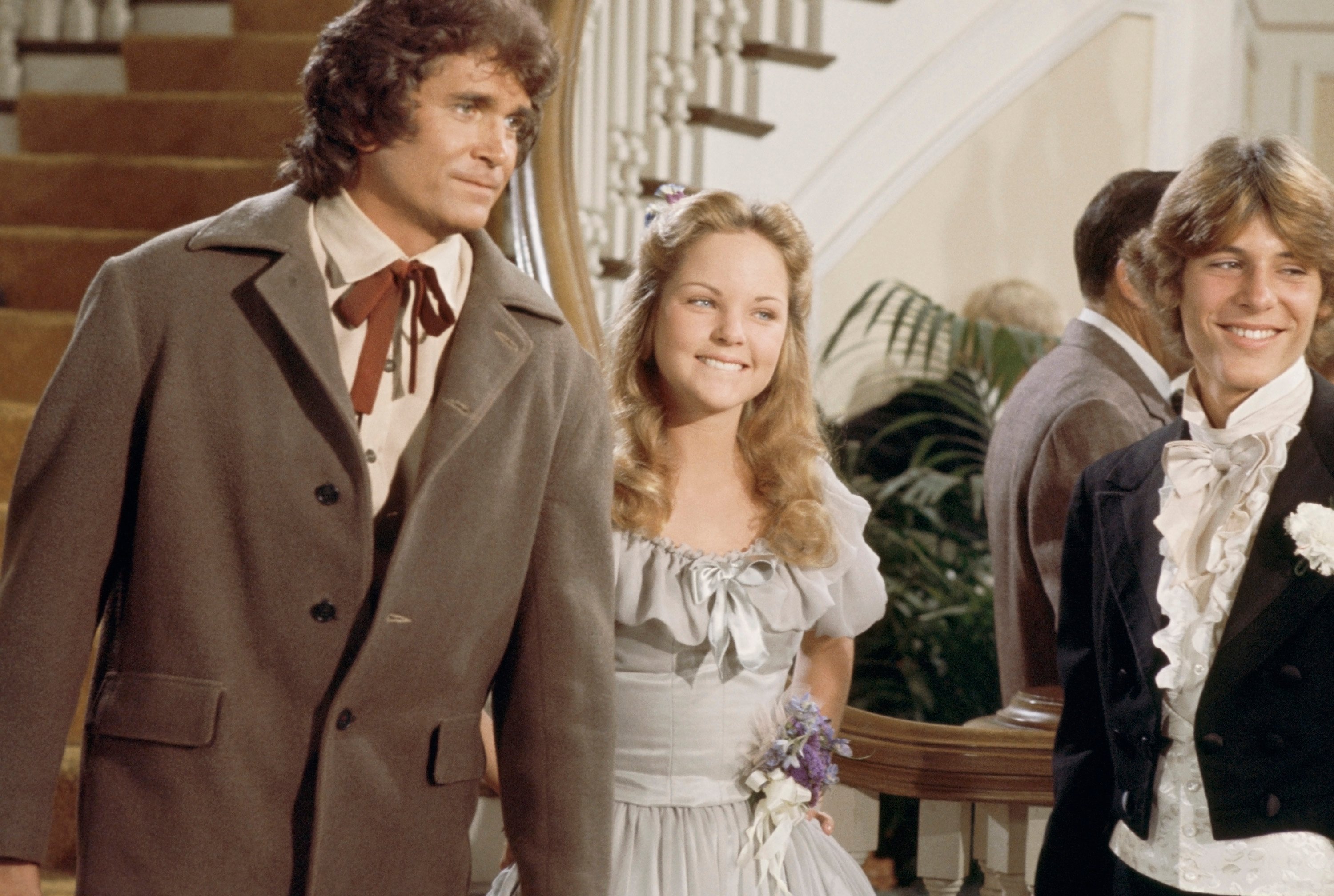 LITTLE HOUSE ON THE PRAIRIE -- "The Wedding" Episode 9 -- Aired 11/6/78 -- Pictured: (l-r) Michael Landon as Charles Philip Ingalls, Melissa Sue Anderson as Mary Ingalls, unknown