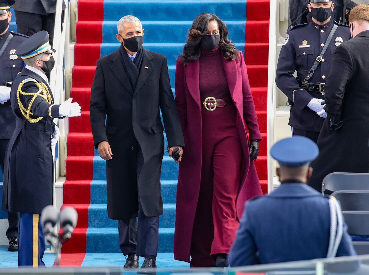 Former U.S. President Barack Obama and Michelle Obama at the inauguration of U.S. President-elect Joe Biden on the West Front of the U.S. Capitol on January 20, 2021 in Washington, DC.  During today's inauguration ceremony Joe Biden becomes the 46th president of the United States.