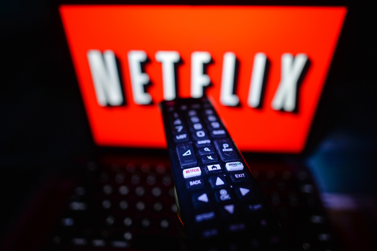 A photo of a person about to watch Netflix on a screen inside an apartment, during the coronavirus lockdown in Dublin