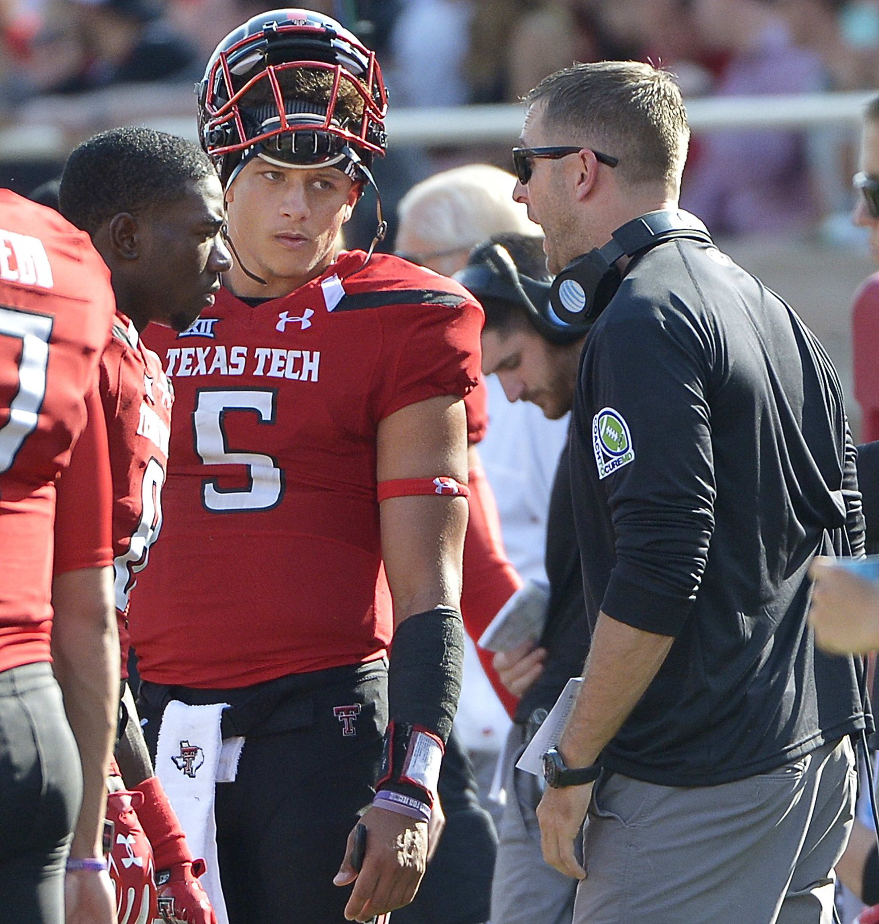 Patrick Mahomes while in college at Texas Tech