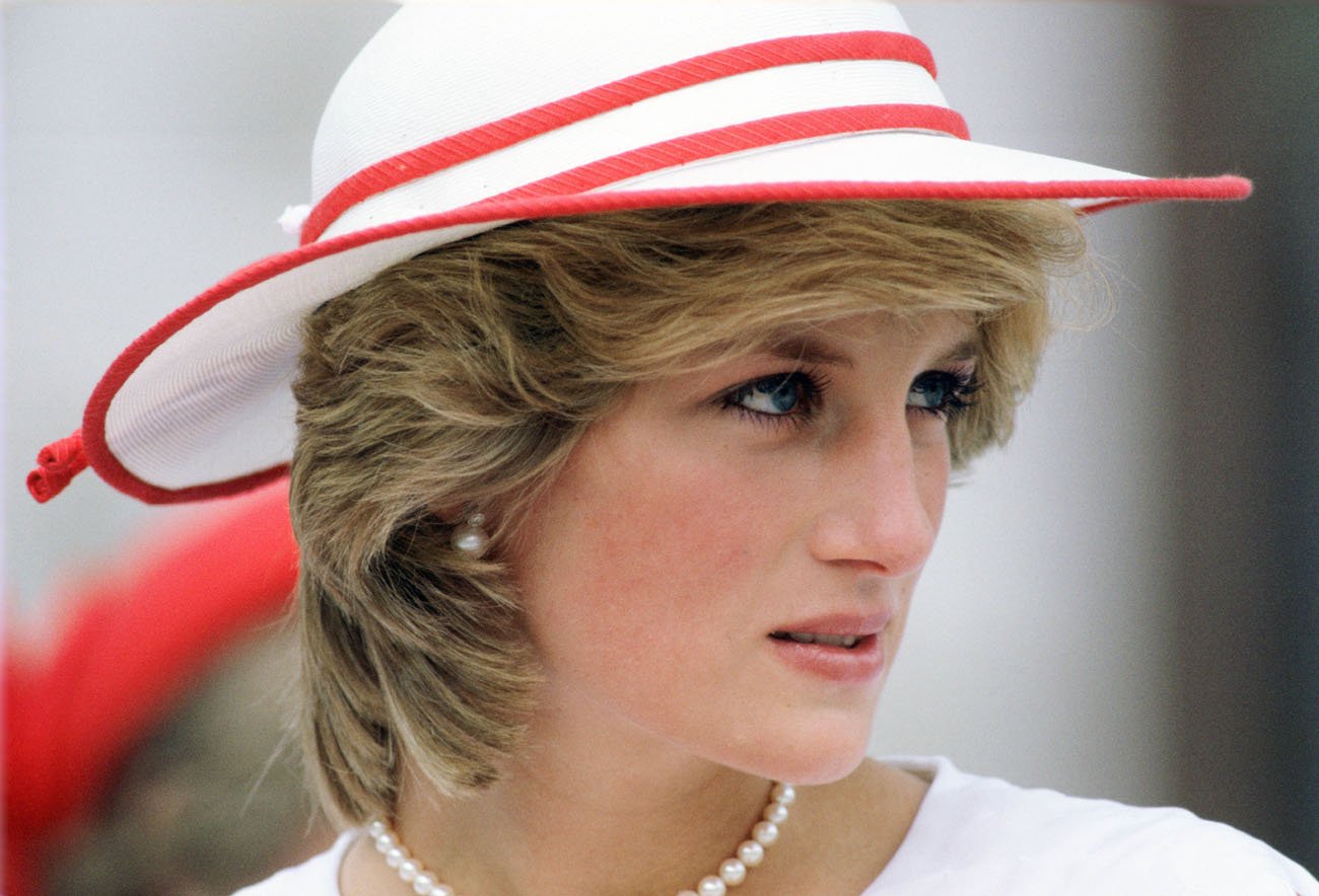 Princess Diana wearing hat, closeup