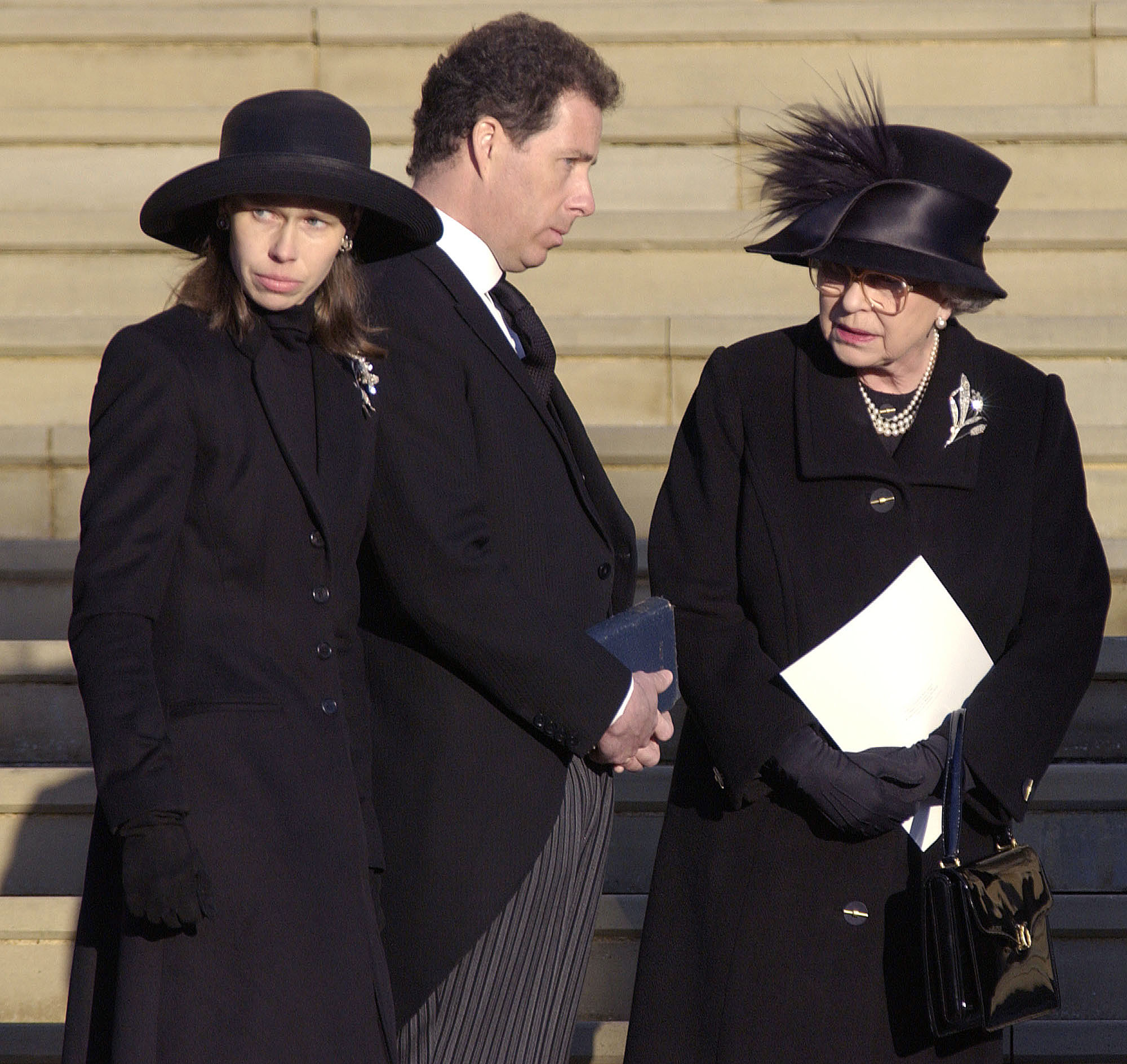 Princess Margaret's son and daughter at her funeral with Queen Elizabeth II