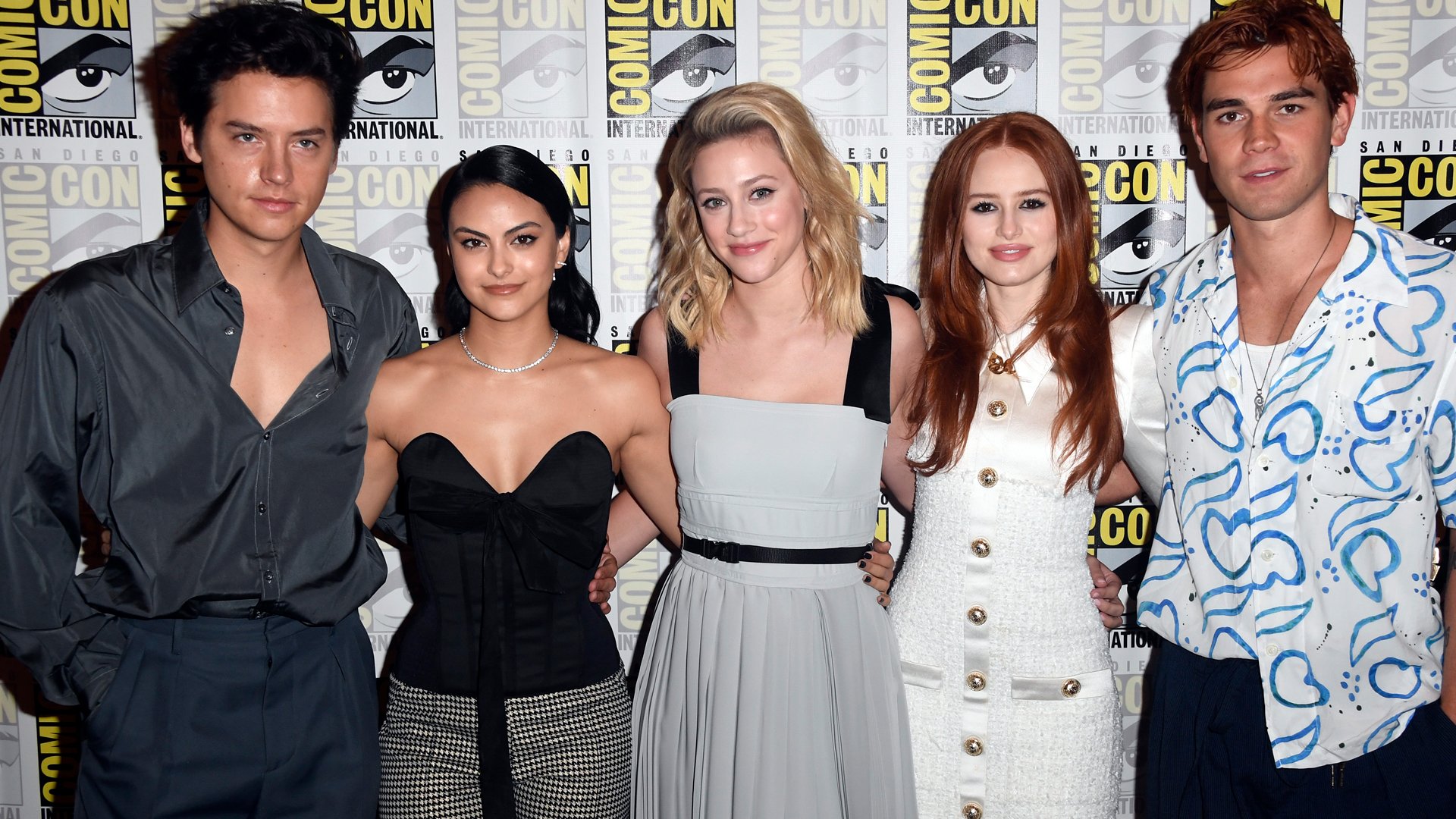 Cole Sprouse, Camila Mendes, Madelaine Petsch, Lili Reinhart, and KJ Apa from 'Riverdale' at 2019 Comic-Con in San Diego, CA
