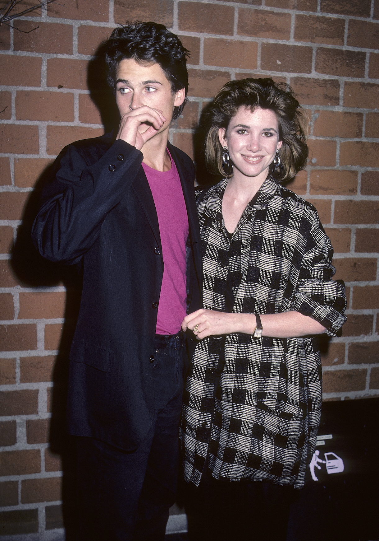 Actor Rob Lowe and actress Melissa Gilbert attend "The Hotel New Hampshire" West Hollywood Premiere in 1984