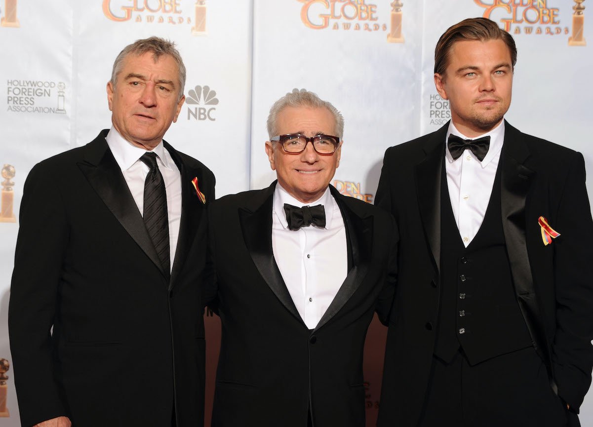 Martin Scorsese (center) with Robert De Niro and Leonardo DiCaprio 