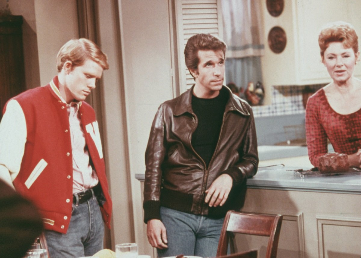 Ron Howard, Henry Winkler, and Marion Ross on 'Happy Days'