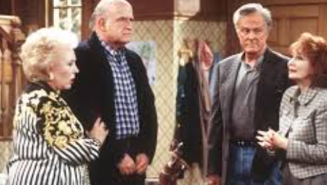 (L to R): Doris Roberts and Peter Boyle as Marie and Frank Barone and Robert Culp and Katherine Helmond as Warren and Lois Whelan on 'Everybody Loves Raymond'