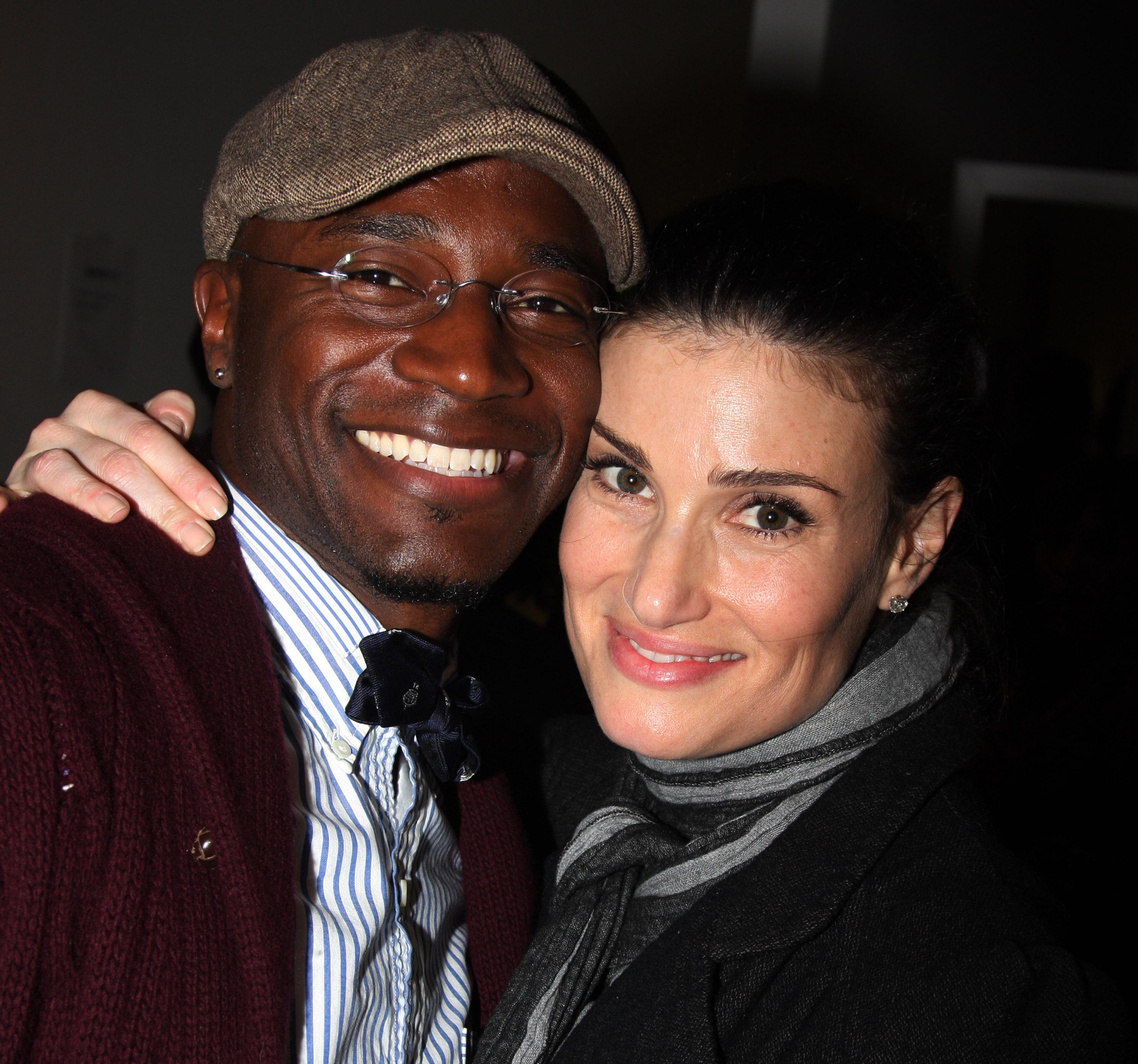 Taye Diggs and Idina Menzel pose during the opening night party for the world premiere of 'Minsky's' held at Ahmanson Theatre on February 6, 2009 in Los Angeles, California.