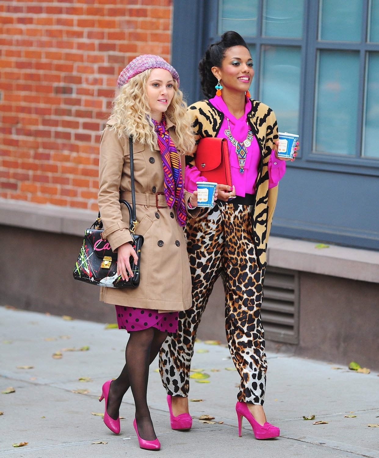 AnnaSophia Robb and Freema Agyeman on the set of 'The Carrie Diaries'