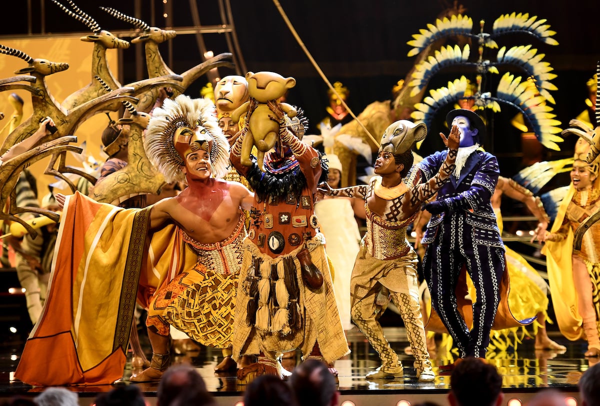The cast of "The Lion King" perform on stage during The Olivier Awards 2019 with Mastercard at the Royal Albert Hall on April 07, 2019 in London, England | Jeff Spicer/Getty Images