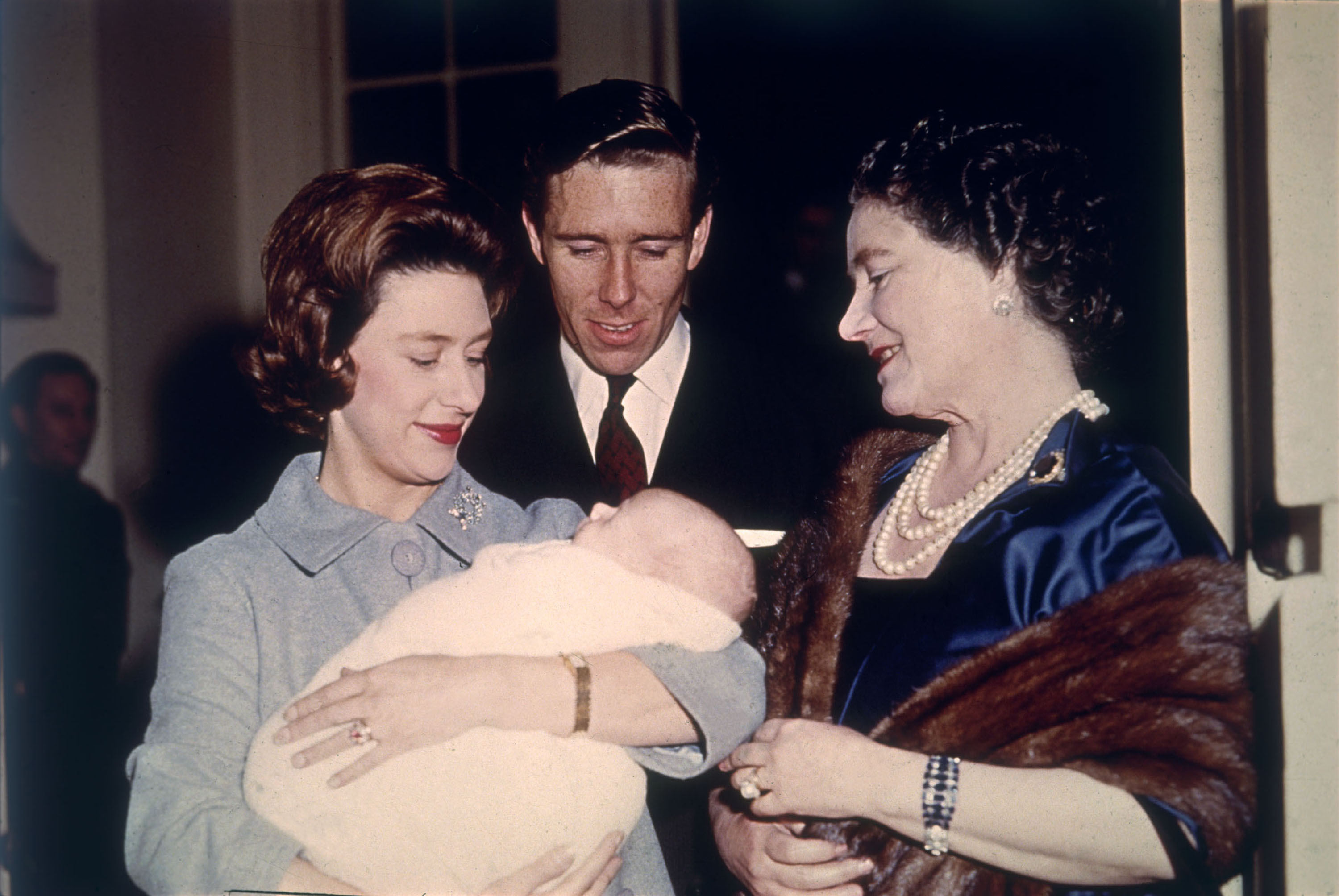 The Queen Mother with baby David Linley and his parents Princess Margaret and Lord Snowdon