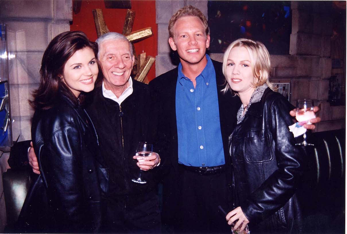 Tiffani Thiessen, Aaron Spelling, Ian Ziering, and Jennie Garth