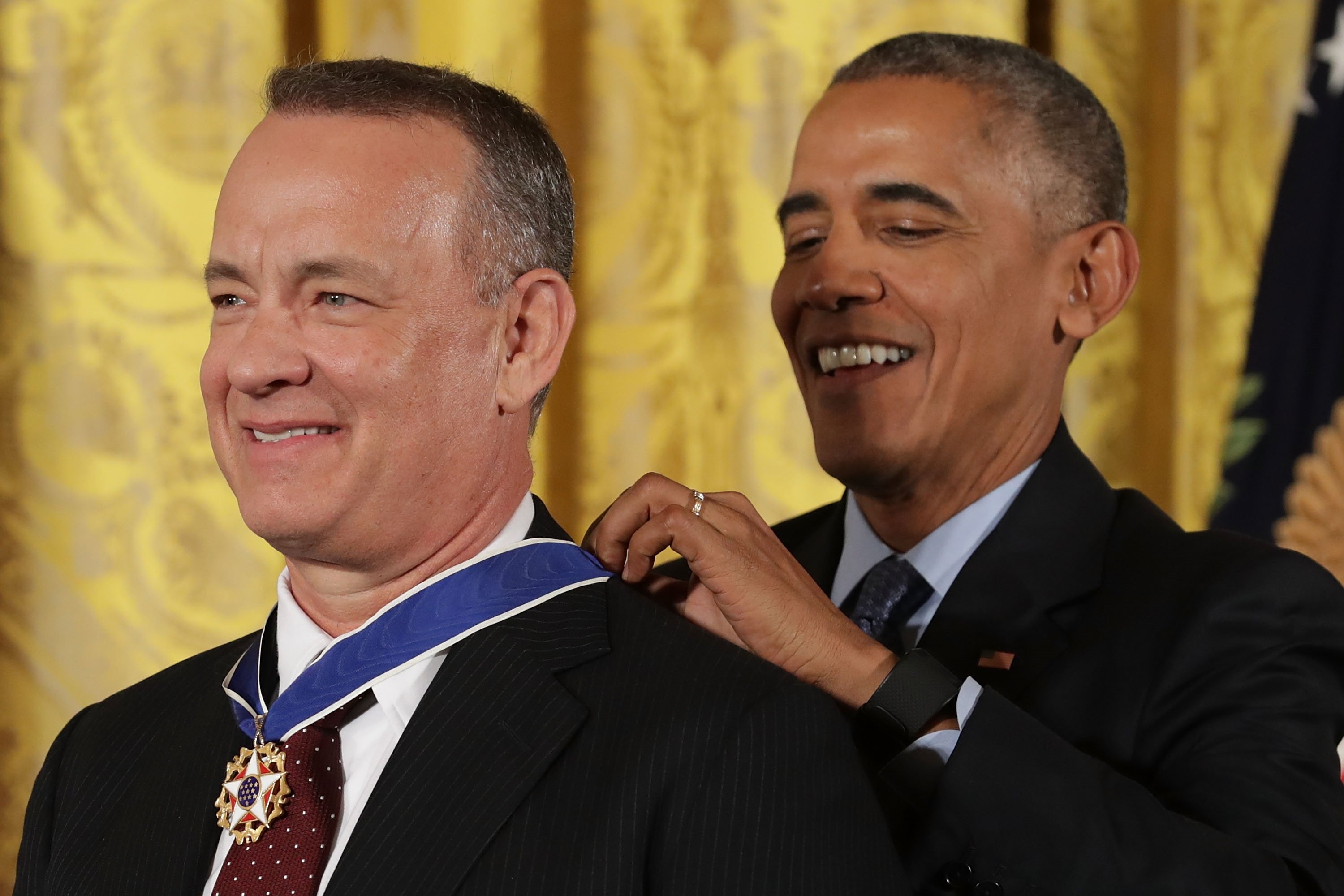 President Barack Obama and actor Tom Hanks