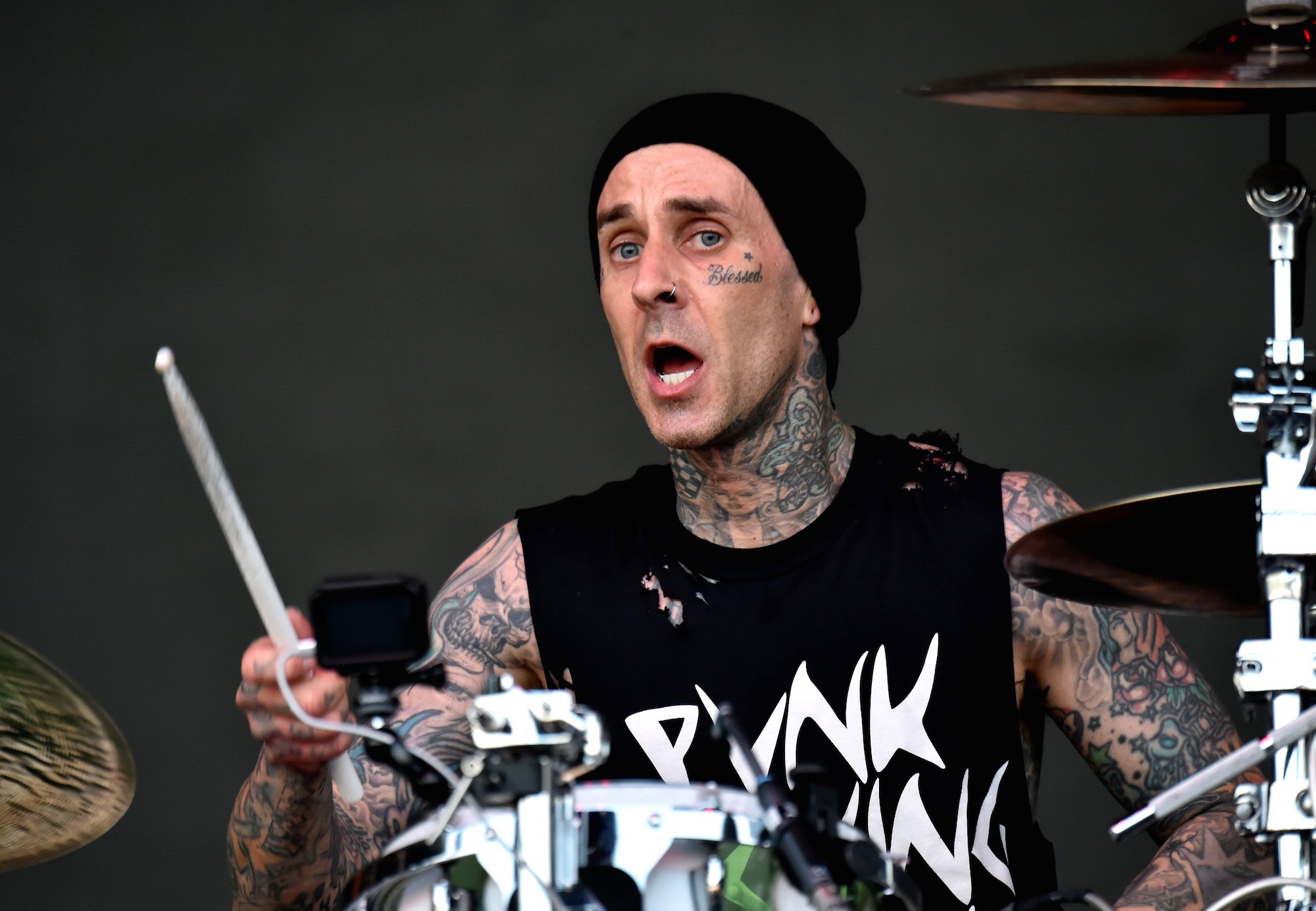 Travis Barker of Blink-182 performs onstage during the 2019 Outside Lands Music And Arts Festival