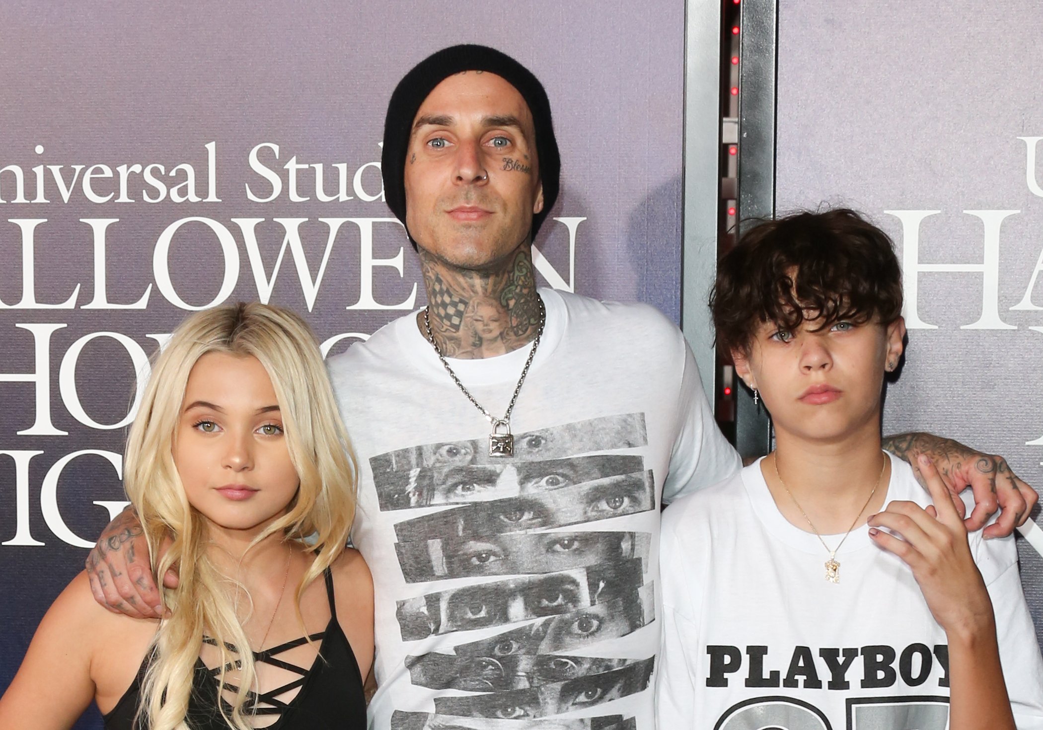 (L-R) Alabama Barker, Travis Barker, and Landon Barker