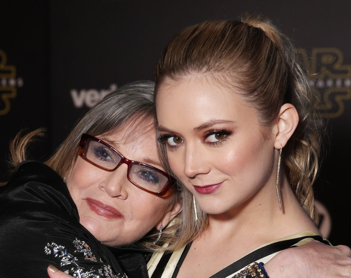 Carrie Fisher (L) and Billie Lourd attend the premiere of Walt Disney Pictures and Lucasfilm's 'Star Wars: The Force Awakens' on December 14, 2015, in Hollywood, California.