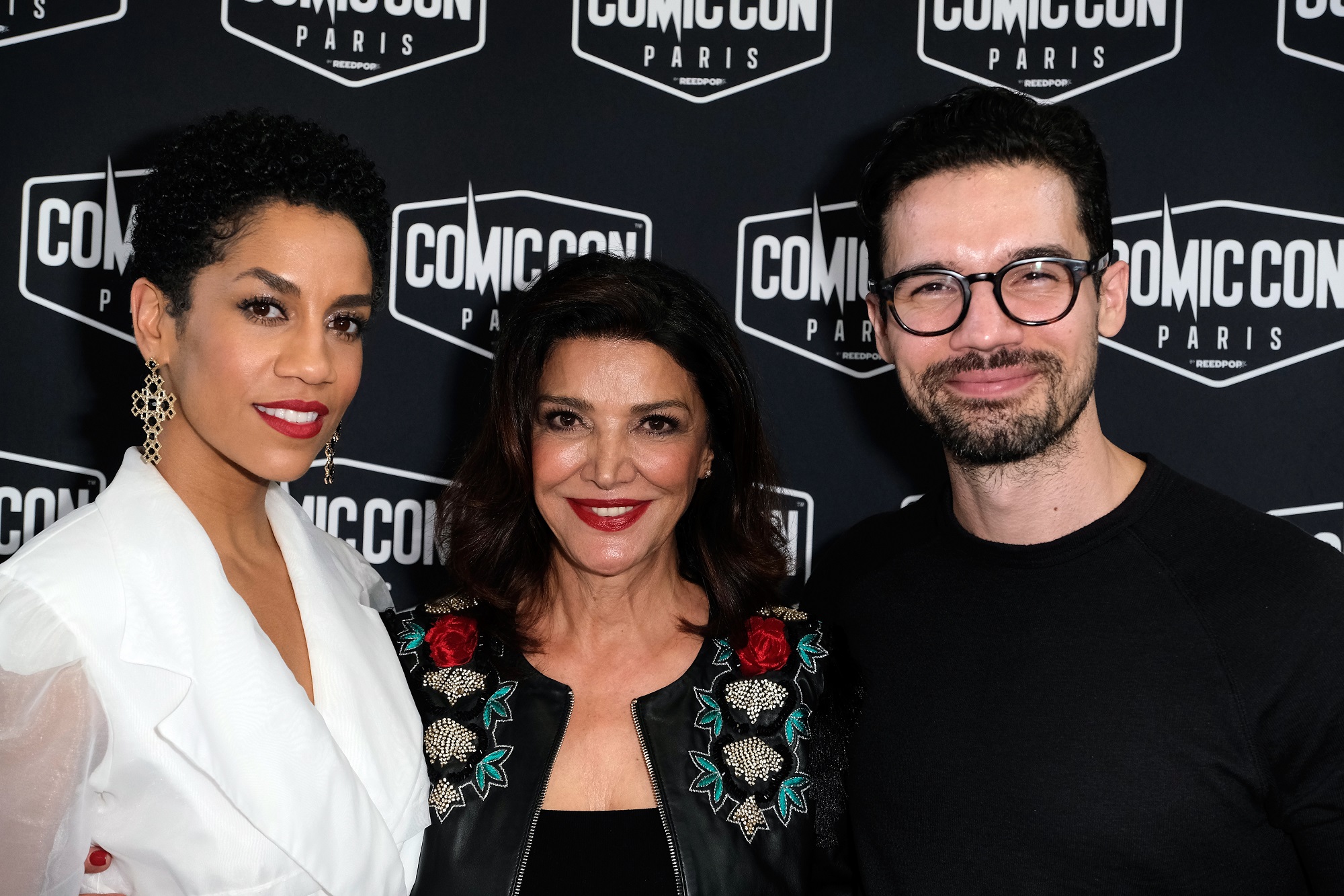 Dominique Tipper, Shohreh Aghdashloo, and Steven Strait of The Expanse