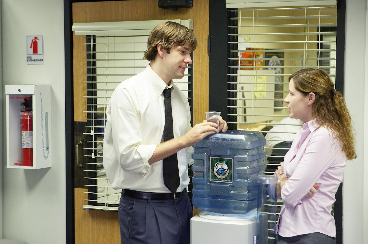 John Krasinski as Jim Halpert andJenna Fischer as Pam Beesly on 'The Office'