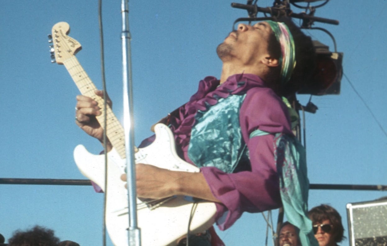 Jimi Hendrix performing in 1969