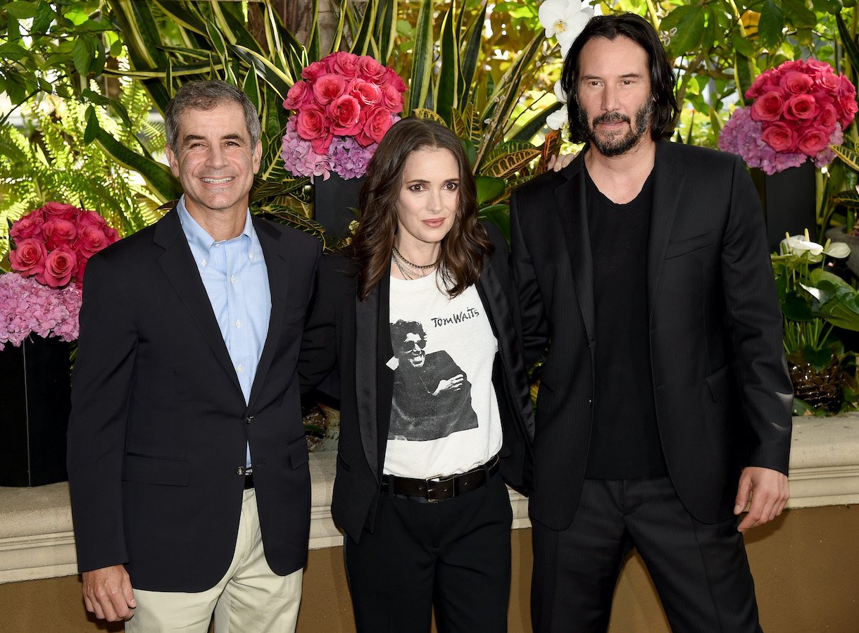 Director Victor Levin, actors Winona Ryder and Keanu Reeves attend a photo call for Regatta's 'Destination Wedding'