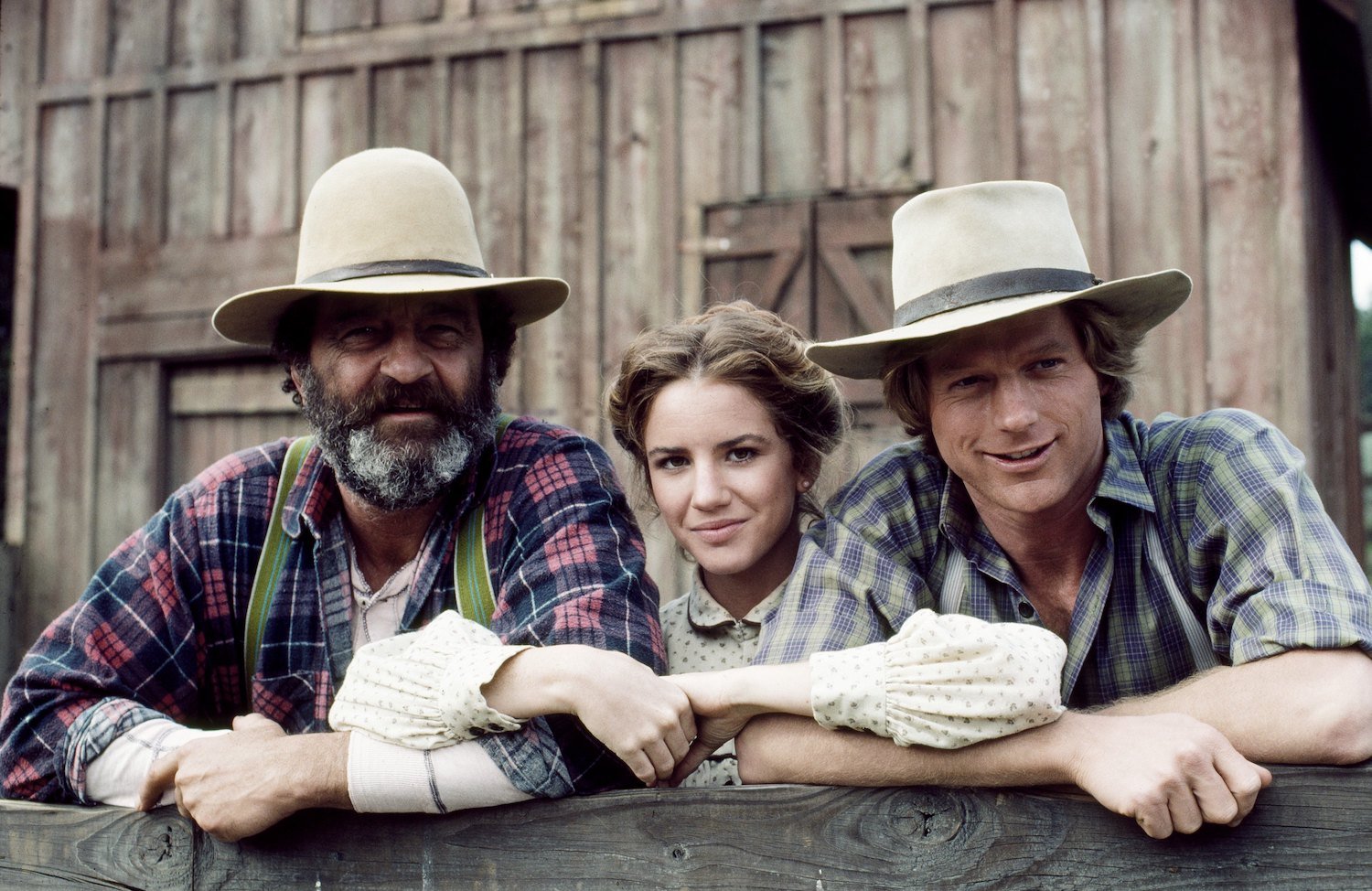 Victor French as Isaiah Edwards, Melissa Gilbert as Laura Elizabeth Ingalls Wilder, and Dean Butler as Almanzo James Wilder on 'Little House on the Prairie'