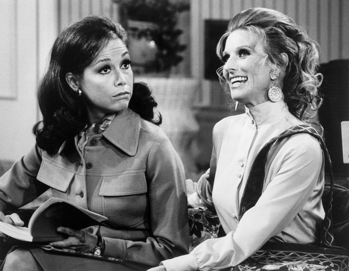 Mary Tyler Moore as Mary Richards and Cloris Leachman as Phyllis Lindstrom in 'The Mary Tyler Moore Show.' 