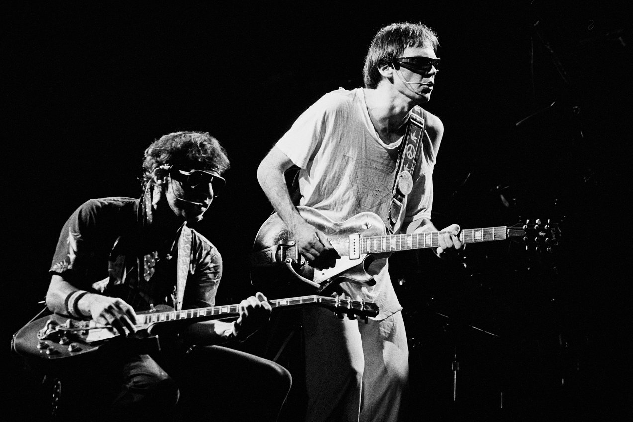 Neil Young on stage in the '80s