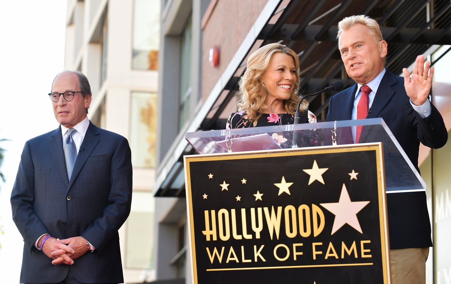 What is vanna white salary? Pictured here are Harry Friedman, Pat Sajak, and Vanna White.