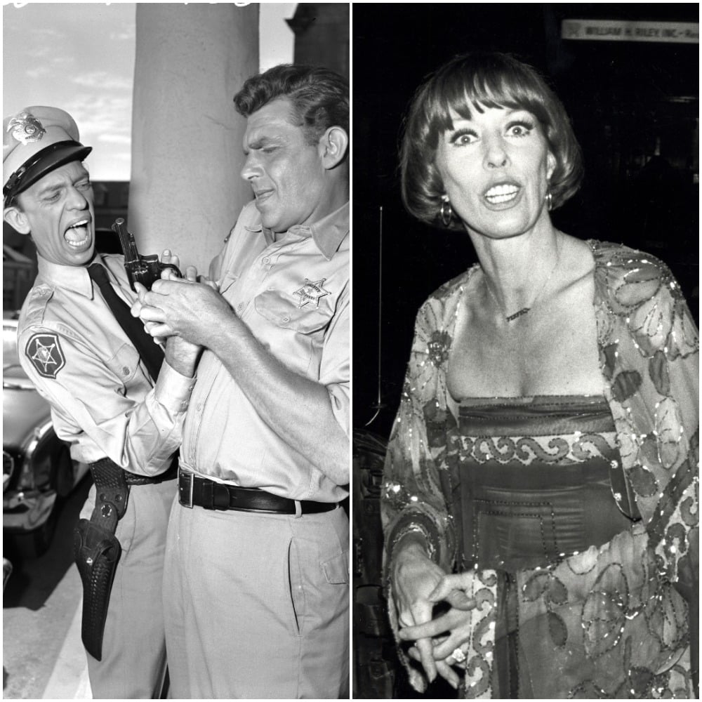 (left )Don Knotts and Andy Griffith; (right): Carol Burnett