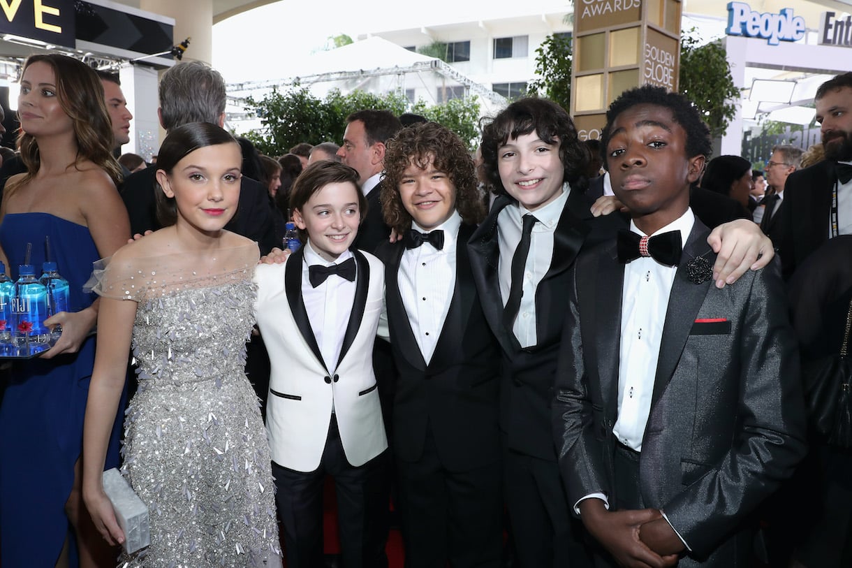 Millie Bobby Brown, Noah Schnapp, Gaten Matarazzo, Finn Wolfhard and Caleb McLaughlin at the 74th annual Golden Globe Awards