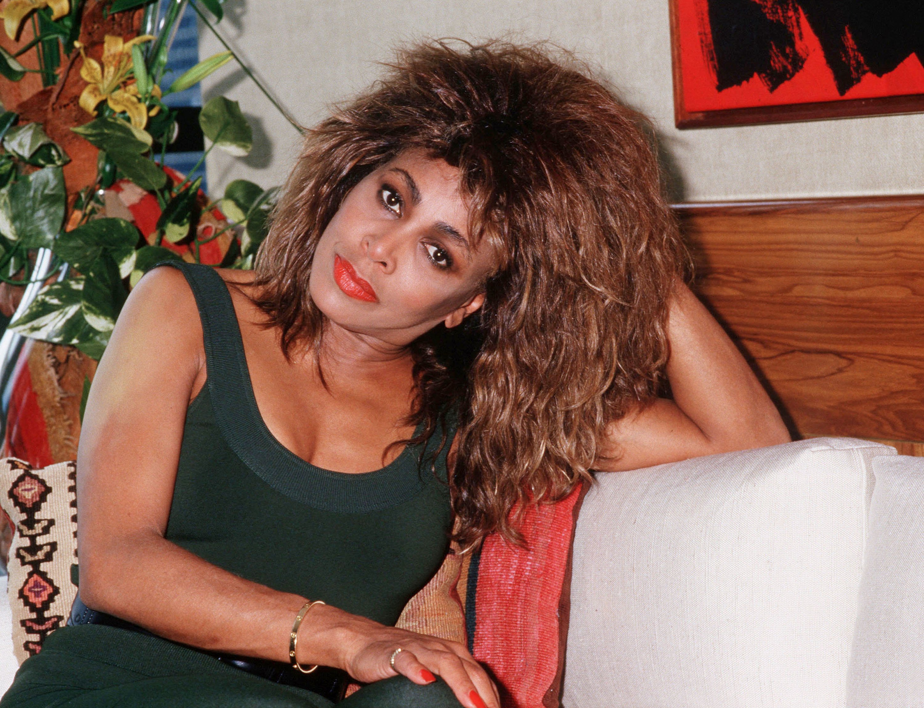Tina Turner on a couch