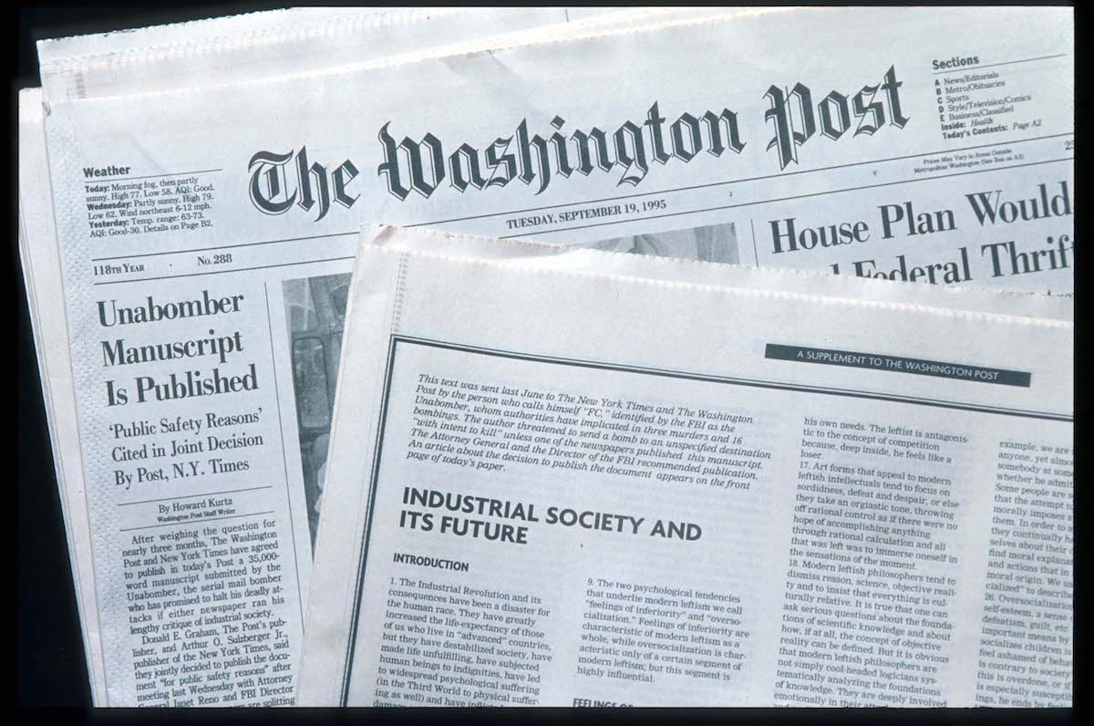 Unabomber manifesto in Washington Post