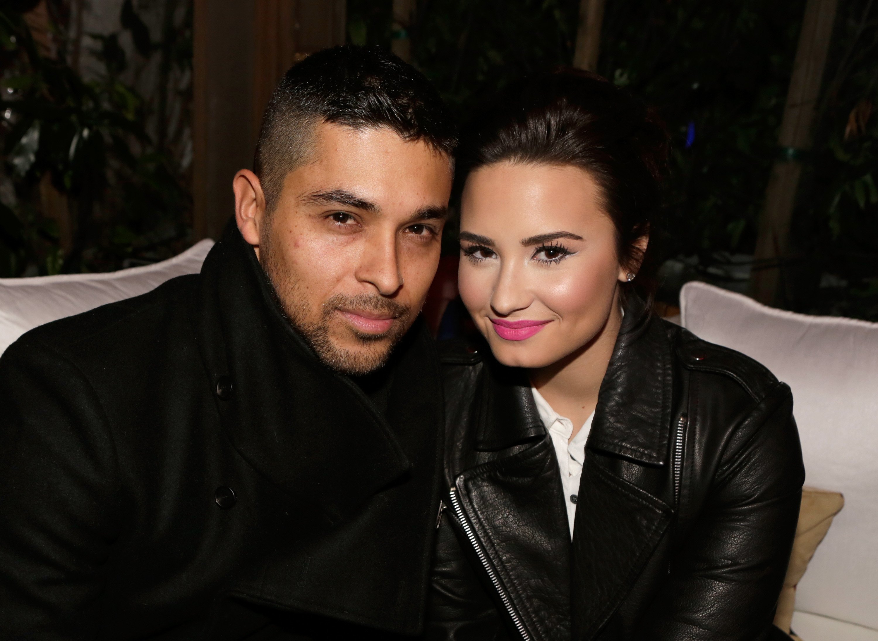 Wilmer Valderrama (L) and Demi Lovato on February 13, 2013 in Los Angeles, California.