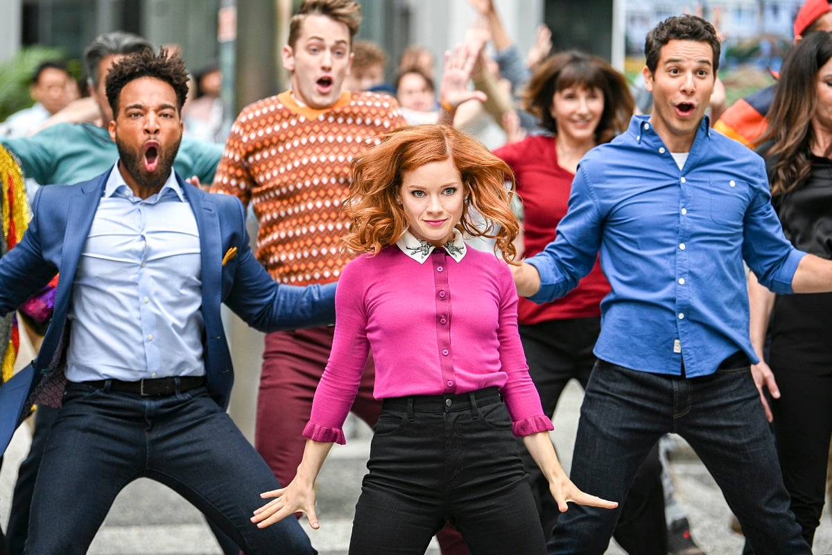 (L-R): John Clarence Stewart as Simon, Jane Levy as Zoey Clarke, and Skylar Astin as Max in 'Zoey's Extraordinary Playlist'