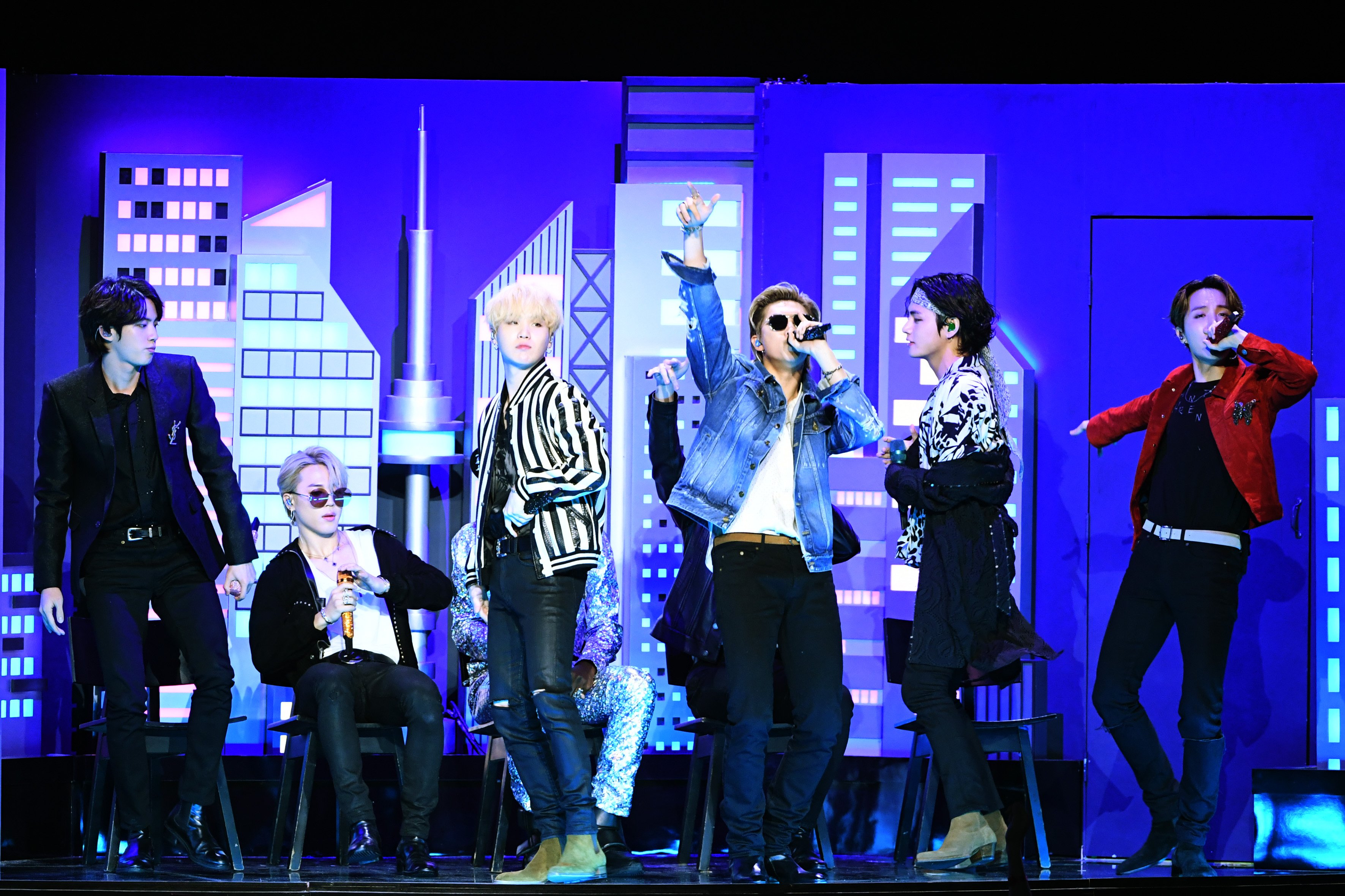 Lil Nas X and BTS perform onstage during the 62nd Annual Grammy Awards