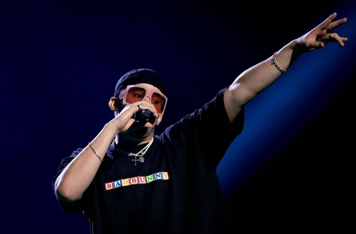 Bad Bunny performs onstage during the 2020 Spotify Awards