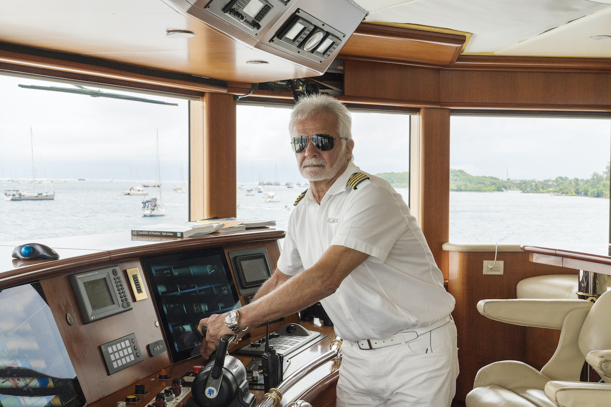 Captain Lee Rosbach at the helm on 'Below Deck.'