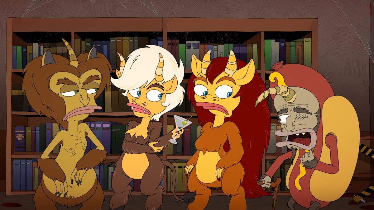 Nick Kroll as Maury the Hormone Monster, Thandie Newton as Mona the Hormone Monstress, Maya Rudolph as Connie the Hormone Monstress and Nick Kroll as Ricky the Hormone Monster in episode 9 of 'Big Mouth' 